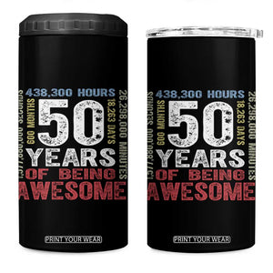 Vintage 50 Years Of Being Awesome 4 in 1 Can Cooler Tumbler 50th Birthday Legend Gift Idea TS12 One Size: 16 oz Black Print Your Wear