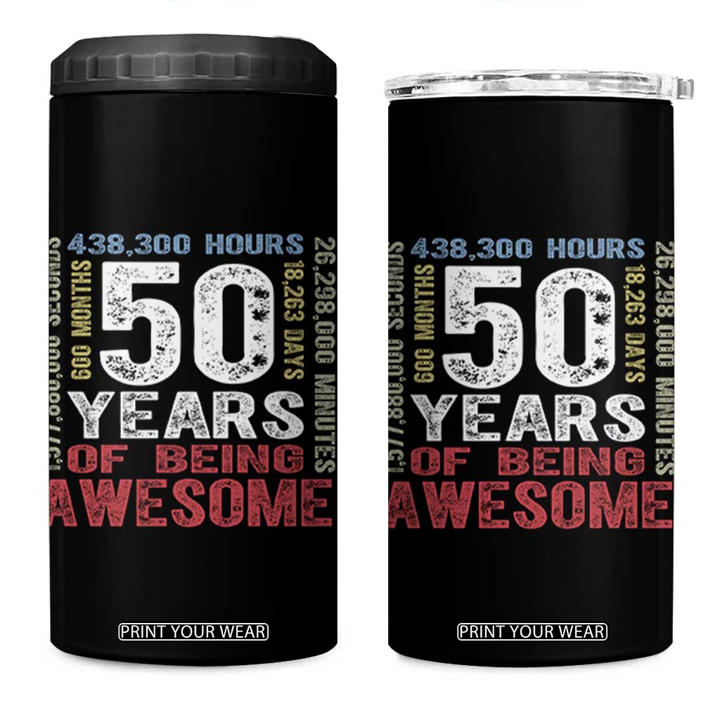 Vintage 50 Years Of Being Awesome 4 in 1 Can Cooler Tumbler 50th Birthday Legend Gift Idea TS12 One Size: 16 oz Black Print Your Wear