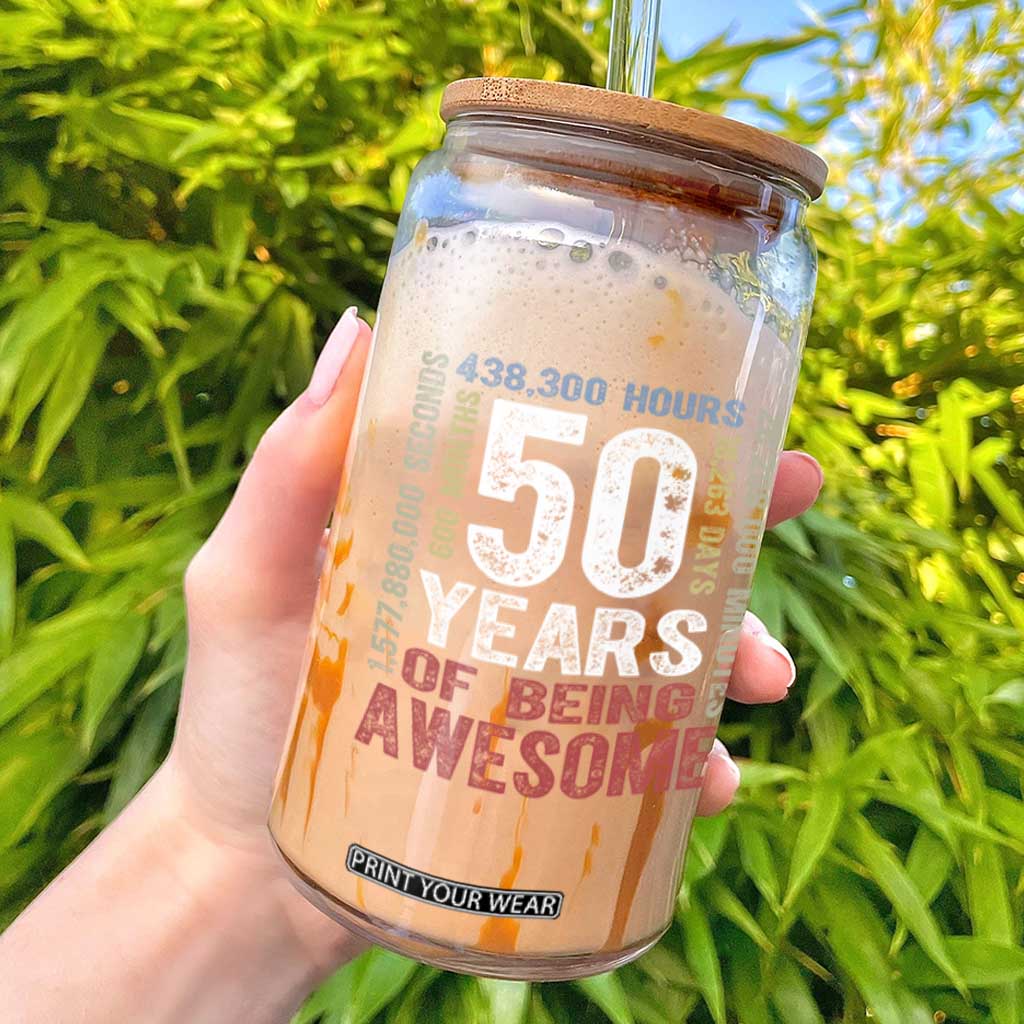 Vintage 50 Years Of Being Awesome Glass Can 50th Birthday Legend Gift Idea TS12 Black Print Your Wear