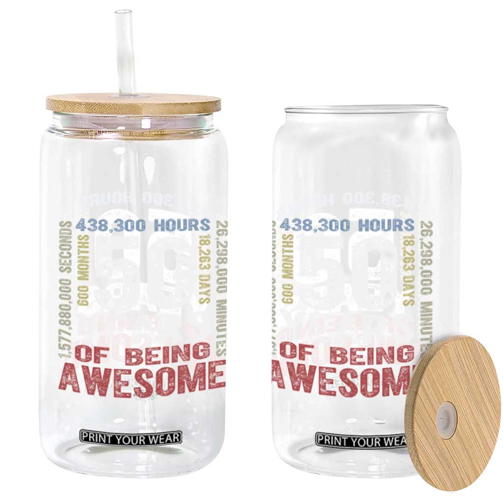 Vintage 50 Years Of Being Awesome Glass Can 50th Birthday Legend Gift Idea TS12 Print Your Wear