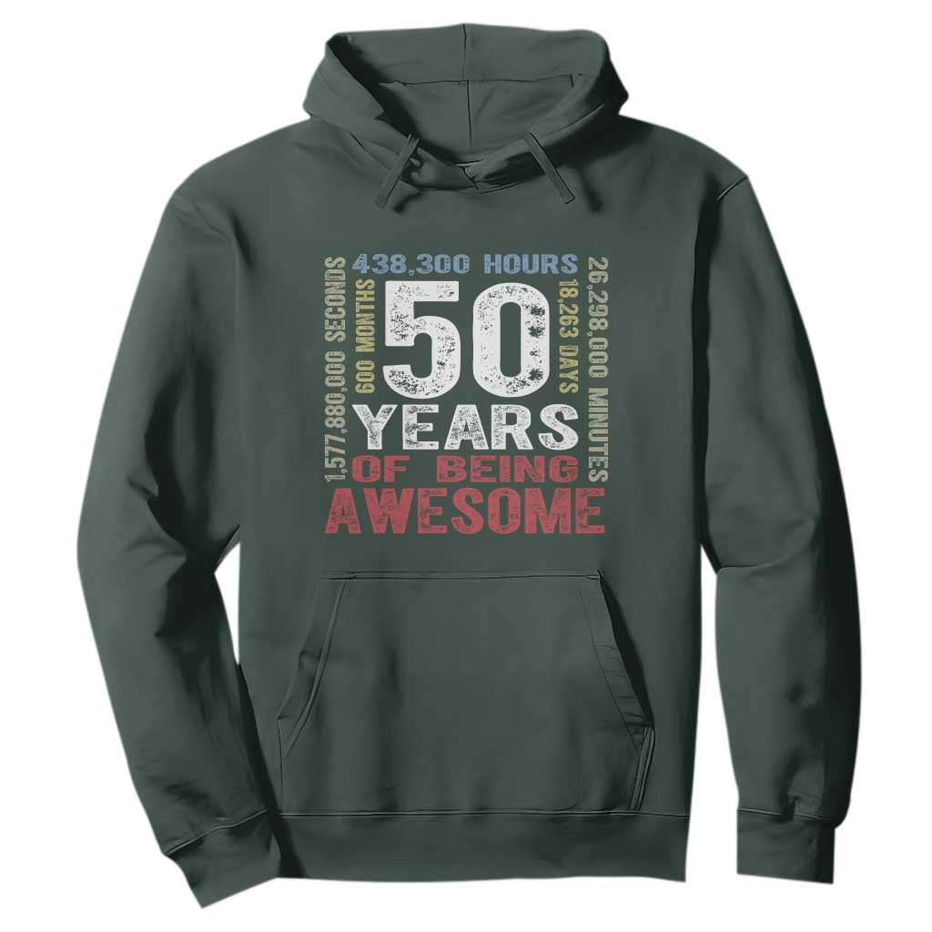 Vintage 50 Years Of Being Awesome Hoodie 50th Birthday Legend Gift Idea TS12 Dark Forest Green Print Your Wear