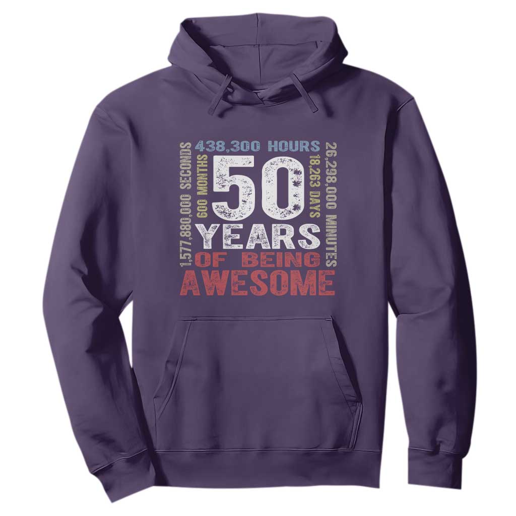 Vintage 50 Years Of Being Awesome Hoodie 50th Birthday Legend Gift Idea TS12 Purple Print Your Wear