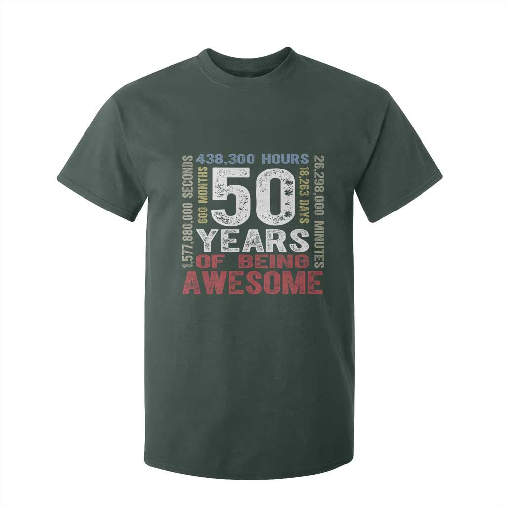 Vintage 50 Years Of Being Awesome T Shirt For Kid 50th Birthday Legend Gift Idea TS12 Dark Forest Green Print Your Wear