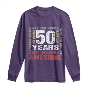 Vintage 50 Years Of Being Awesome Long Sleeve Shirt 50th Birthday Legend Gift Idea TS12 Purple Print Your Wear