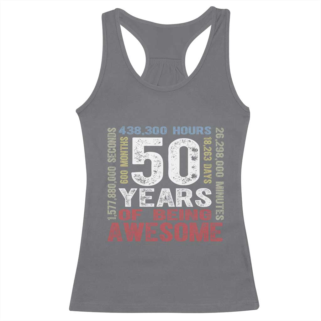 Vintage 50 Years Of Being Awesome Racerback Tank Top 50th Birthday Legend Gift Idea TS12 Charcoal Print Your Wear