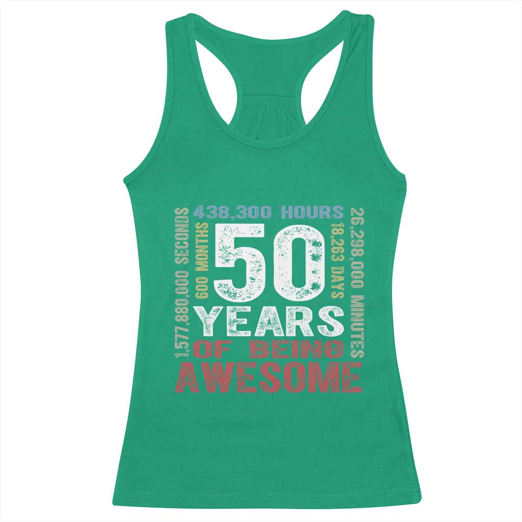Vintage 50 Years Of Being Awesome Racerback Tank Top 50th Birthday Legend Gift Idea TS12 Irish Green Print Your Wear