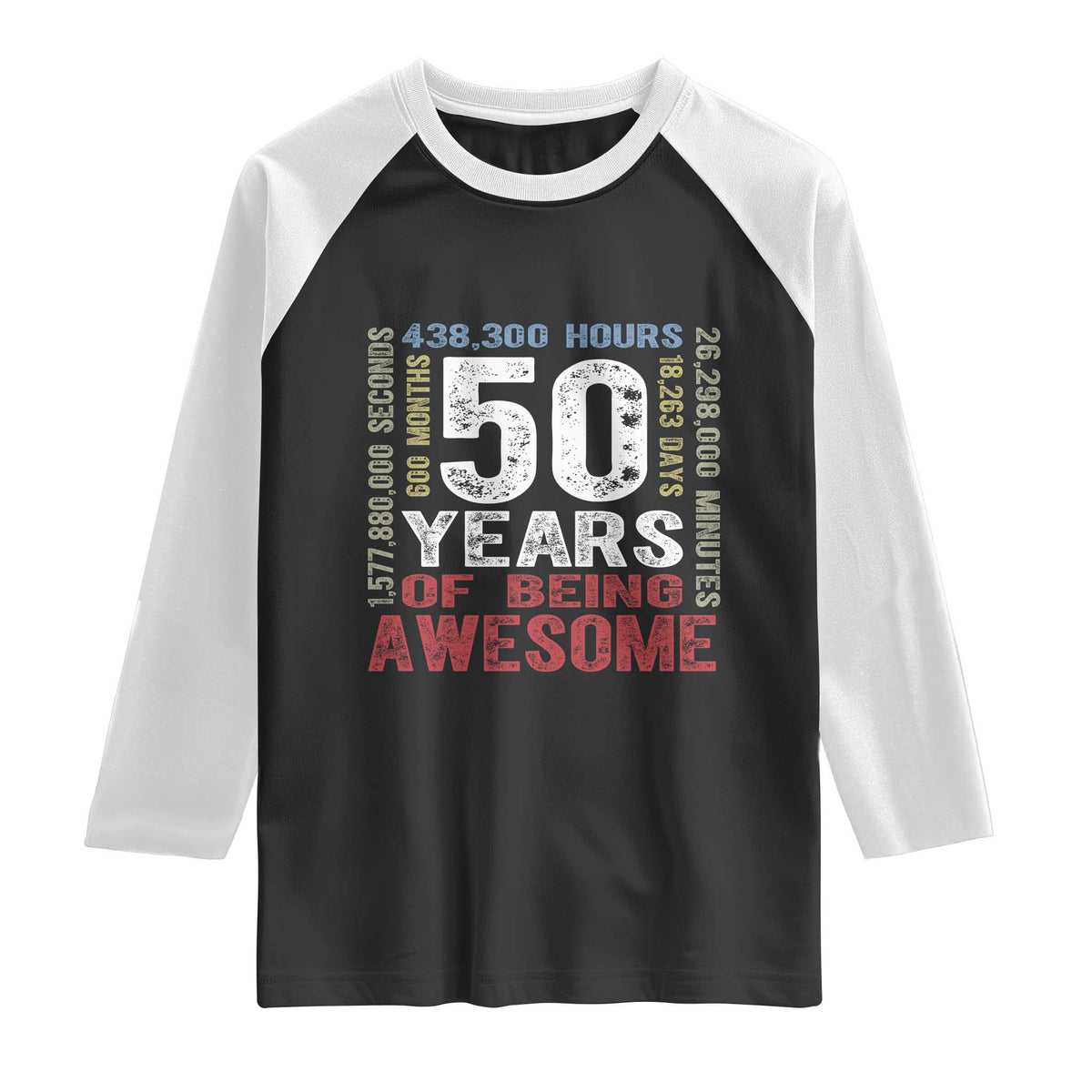 Vintage 50 Years Of Being Awesome Raglan Shirt 50th Birthday Legend Gift Idea TS12 Black White Print Your Wear