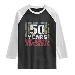 Vintage 50 Years Of Being Awesome Raglan Shirt 50th Birthday Legend Gift Idea TS12 Black White Print Your Wear