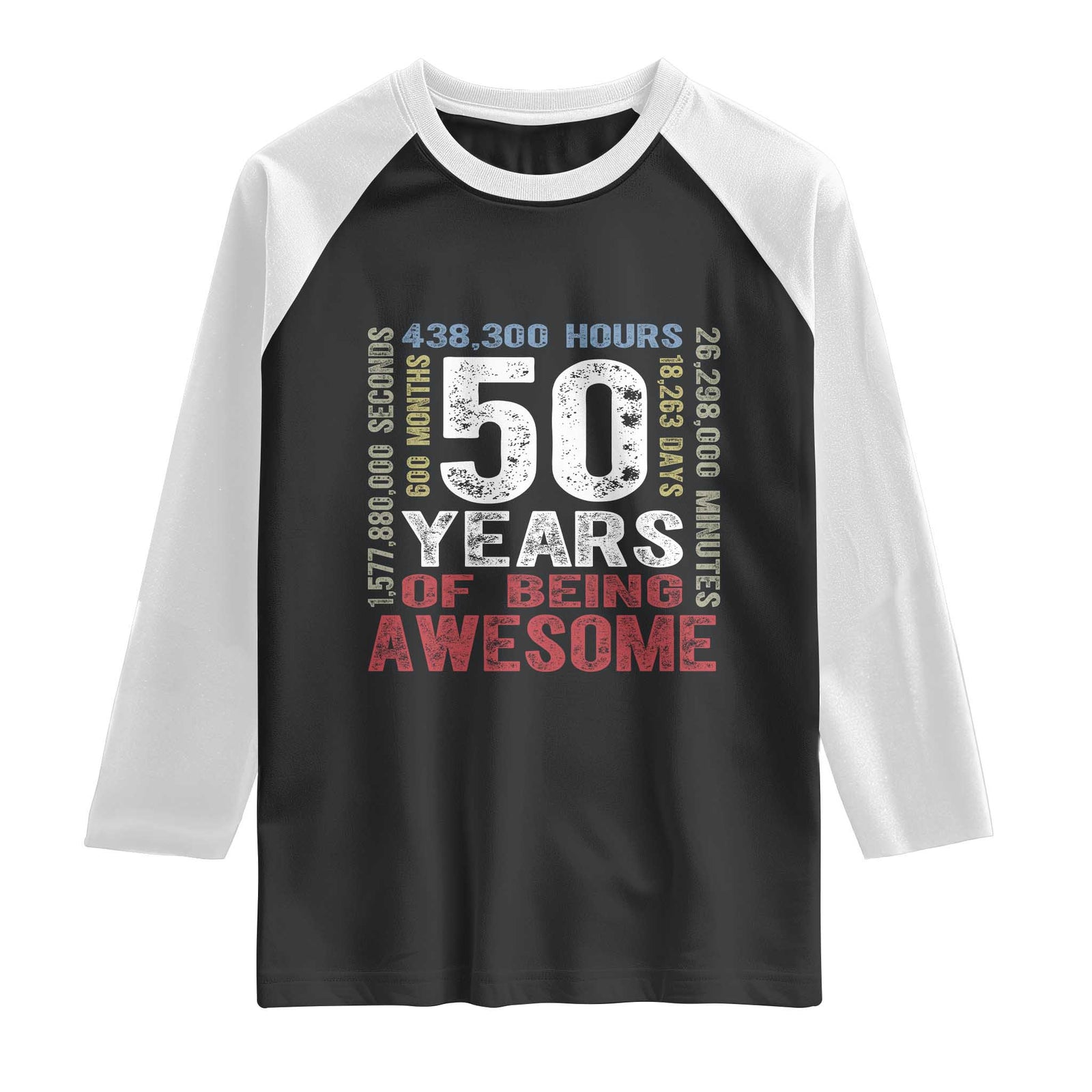 Vintage 50 Years Of Being Awesome Raglan Shirt 50th Birthday Legend Gift Idea TS12 Black White Print Your Wear
