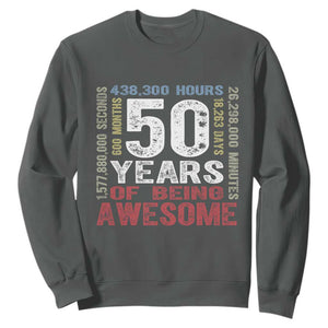 Vintage 50 Years Of Being Awesome Sweatshirt 50th Birthday Legend Gift Idea TS12 Dark Heather Print Your Wear