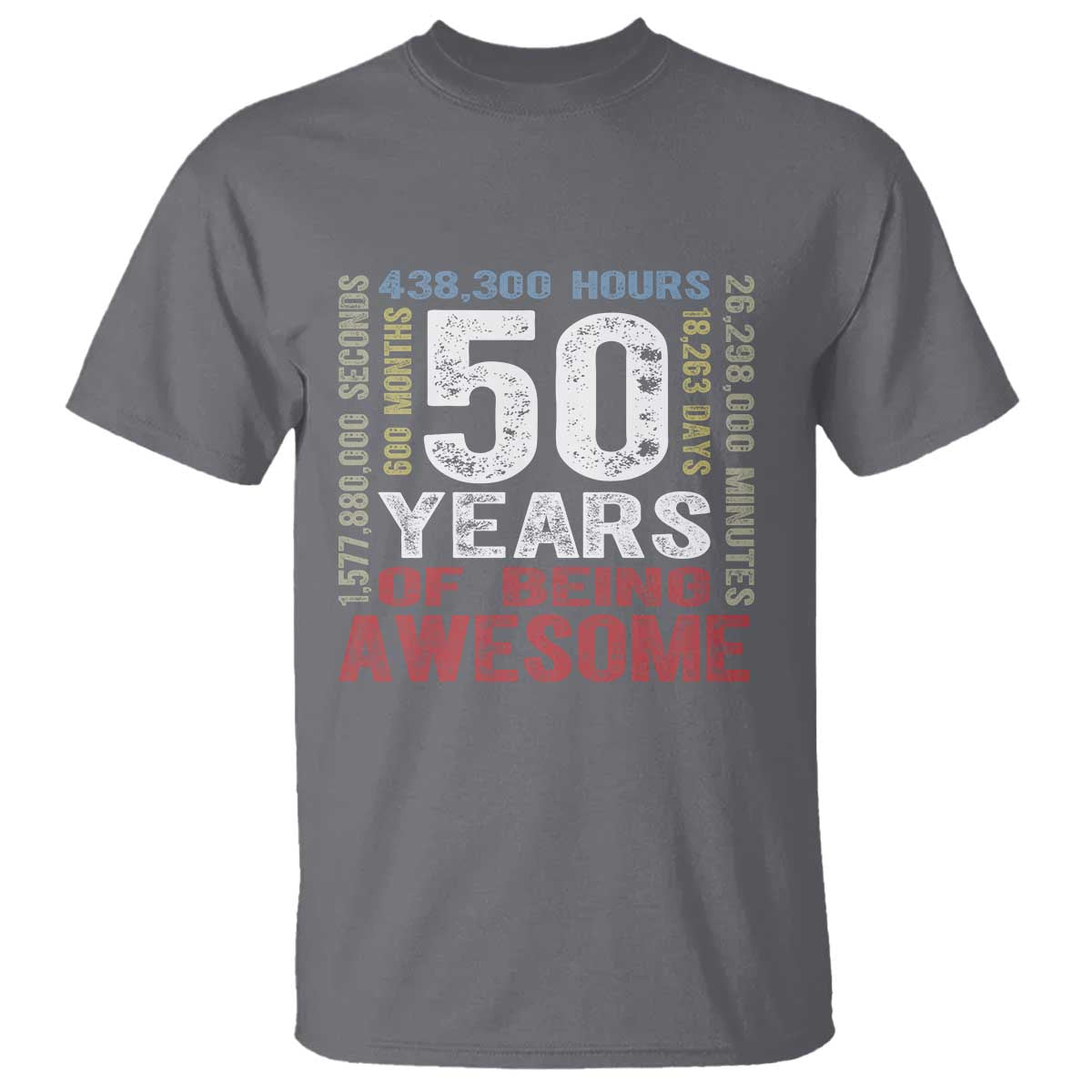 Vintage 50 Years Of Being Awesome T Shirt 50th Birthday Legend Gift Idea TS12 Charcoal Print Your Wear