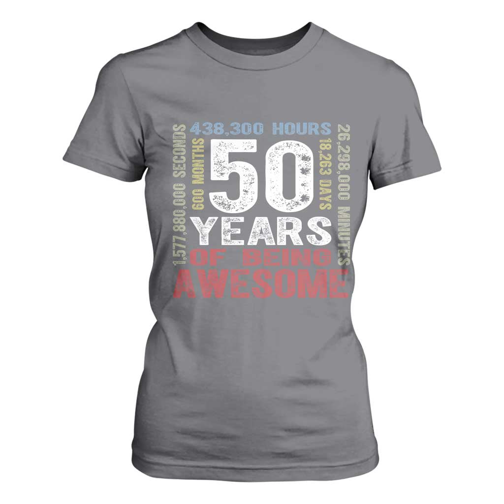 Vintage 50 Years Of Being Awesome T Shirt For Women 50th Birthday Legend Gift Idea TS12 Charcoal Print Your Wear