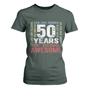 Vintage 50 Years Of Being Awesome T Shirt For Women 50th Birthday Legend Gift Idea TS12 Dark Forest Green Print Your Wear