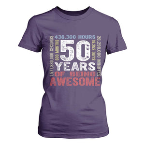 Vintage 50 Years Of Being Awesome T Shirt For Women 50th Birthday Legend Gift Idea TS12 Purple Print Your Wear