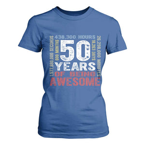Vintage 50 Years Of Being Awesome T Shirt For Women 50th Birthday Legend Gift Idea TS12 Royal Blue Print Your Wear