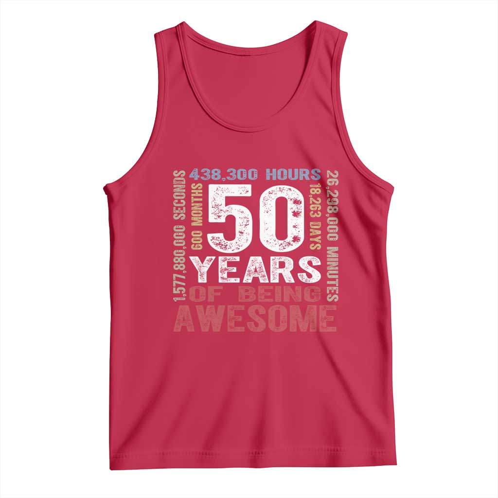 Vintage 50 Years Of Being Awesome Tank Top 50th Birthday Legend Gift Idea TS12 Red Print Your Wear