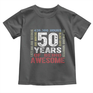 Vintage 50 Years Of Being Awesome Toddler T Shirt 50th Birthday Legend Gift Idea TS12 Dark Heather Print Your Wear