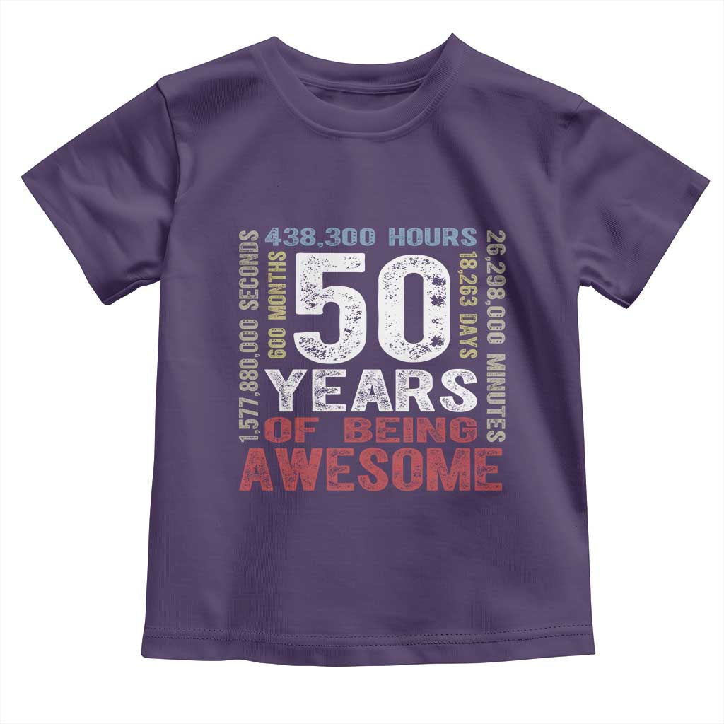Vintage 50 Years Of Being Awesome Toddler T Shirt 50th Birthday Legend Gift Idea TS12 Purple Print Your Wear