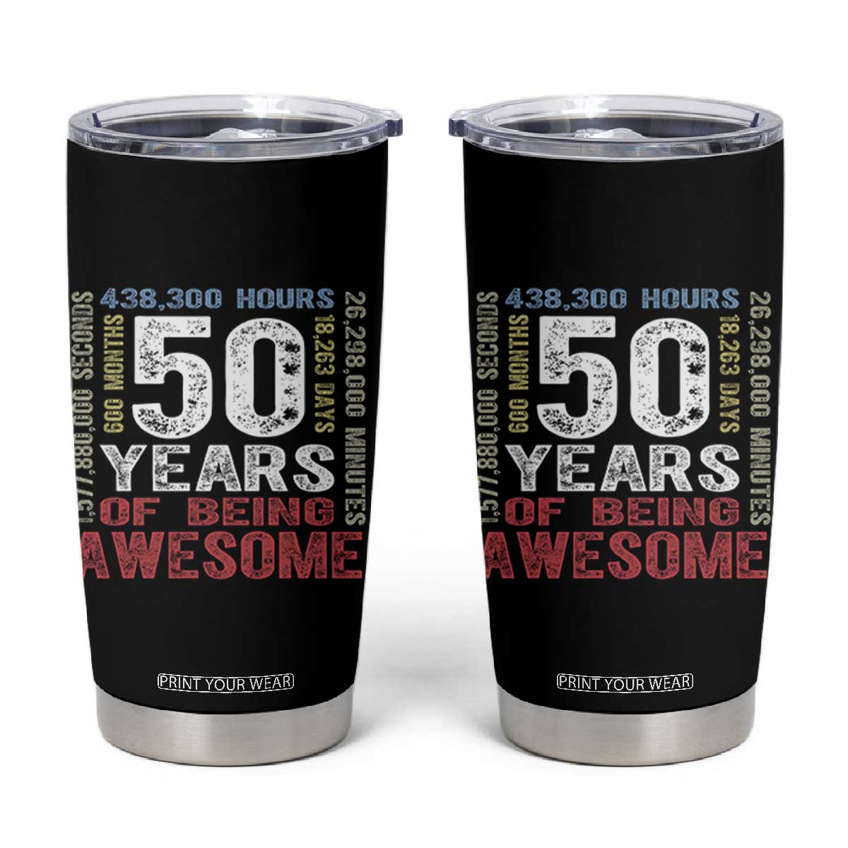 Vintage 50 Years Of Being Awesome Tumbler Cup 50th Birthday Legend Gift Idea TS12 Black Print Your Wear