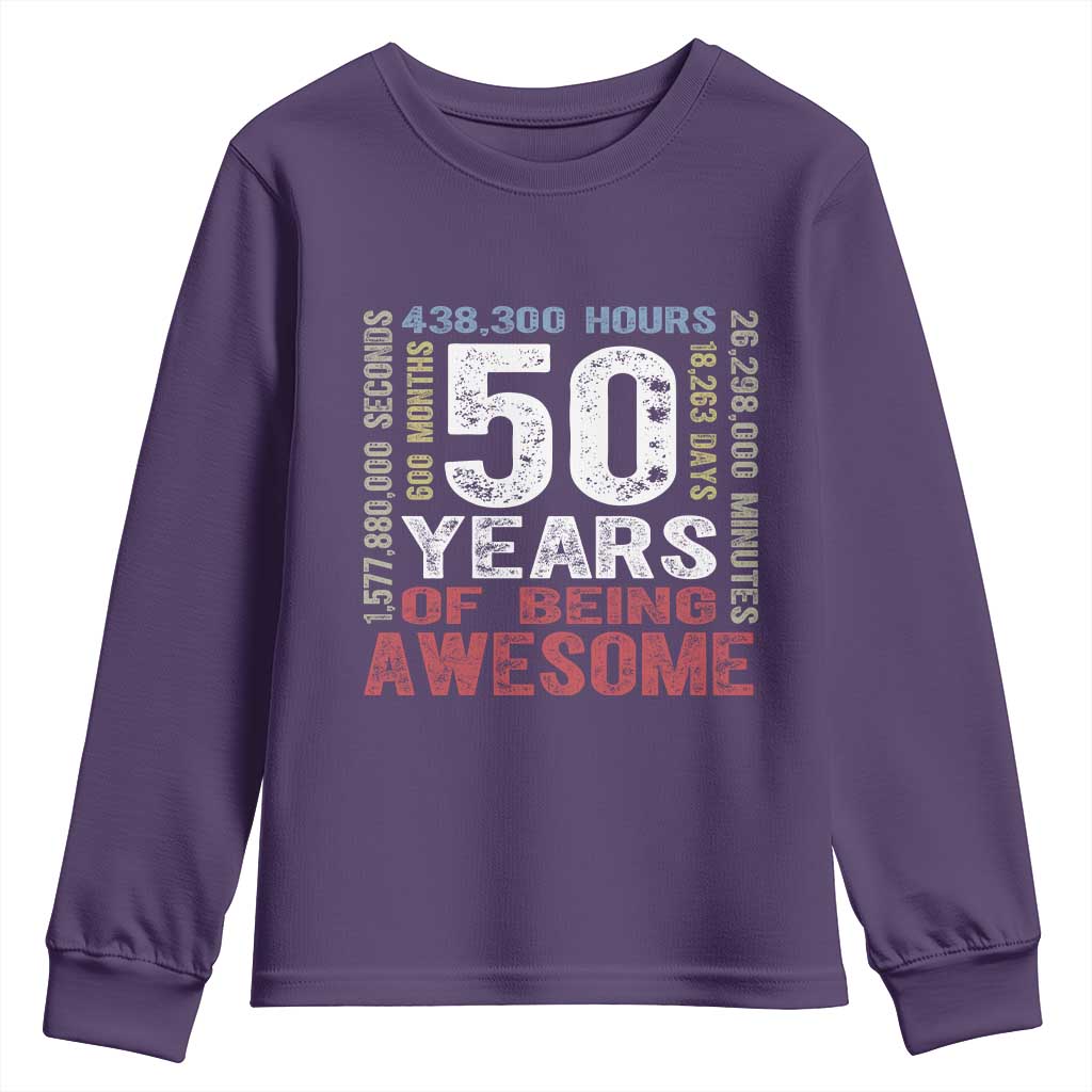 Vintage 50 Years Of Being Awesome Youth Sweatshirt 50th Birthday Legend Gift Idea TS12 Purple Print Your Wear