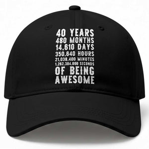 40 Years of Being Awesome Baseball Cap Vintage 1986 Fortieth Birthday Graphic TS12 Print Your Wear