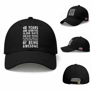 40 Years of Being Awesome Baseball Cap Vintage 1986 Fortieth Birthday Graphic TS12 Baseball Cap Universal Fit Black Print Your Wear