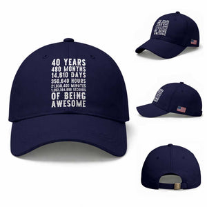40 Years of Being Awesome Baseball Cap Vintage 1986 Fortieth Birthday Graphic TS12 Baseball Cap Universal Fit Dark Blue Print Your Wear