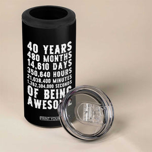 40 Years of Being Awesome 4 in 1 Can Cooler Tumbler Vintage 1986 Fortieth Birthday Graphic TS12 Print Your Wear