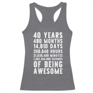 40 Years of Being Awesome Racerback Tank Top Vintage 1986 Fortieth Birthday Graphic TS12 Charcoal Print Your Wear
