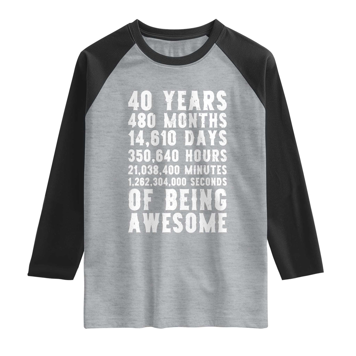 40 Years of Being Awesome Raglan Shirt Vintage 1986 Fortieth Birthday Graphic TS12 Heather Gray Black Print Your Wear