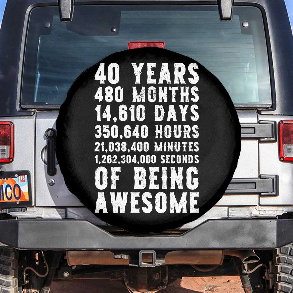 40 Years of Being Awesome Spare Tire Cover Vintage 1986 Fortieth Birthday Graphic TS12 No hole Black Print Your Wear