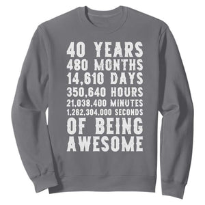 40 Years of Being Awesome Sweatshirt Vintage 1986 Fortieth Birthday Graphic TS12 Charcoal Print Your Wear