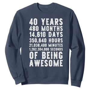 40 Years of Being Awesome Sweatshirt Vintage 1986 Fortieth Birthday Graphic TS12 Navy Print Your Wear