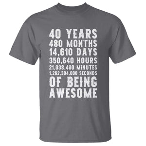 40 Years of Being Awesome T Shirt Vintage 1986 Fortieth Birthday Graphic TS12 Charcoal Print Your Wear