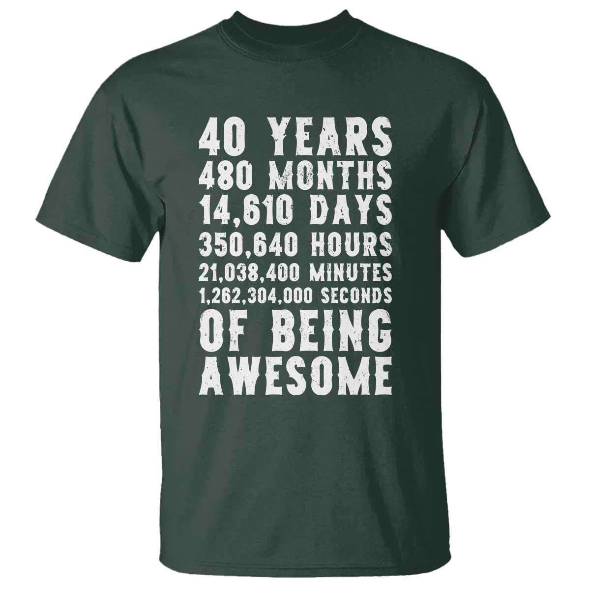 40 Years of Being Awesome T Shirt Vintage 1986 Fortieth Birthday Graphic TS12 Dark Forest Green Print Your Wear