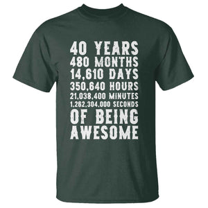 40 Years of Being Awesome T Shirt Vintage 1986 Fortieth Birthday Graphic TS12 Dark Forest Green Print Your Wear