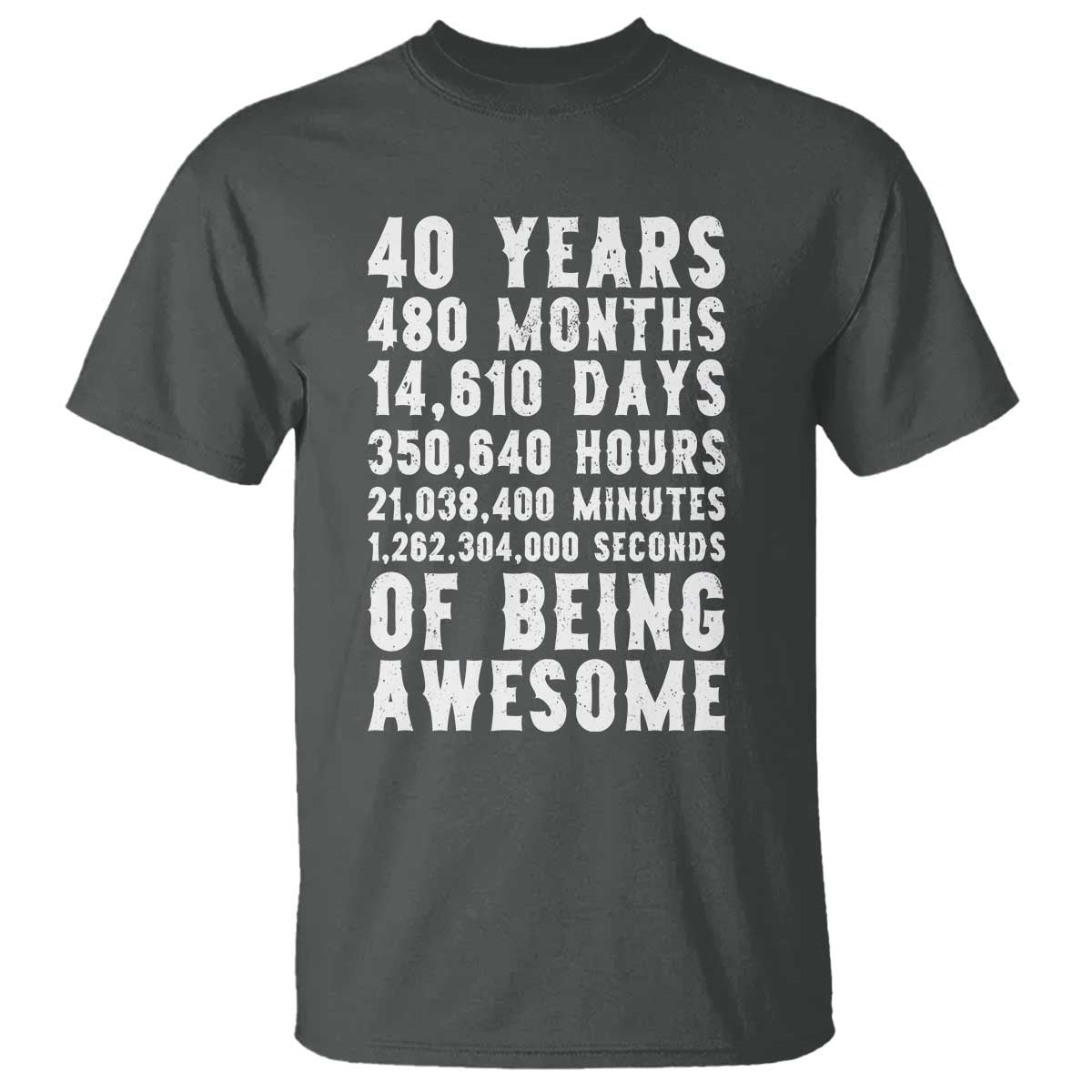 40 Years of Being Awesome T Shirt Vintage 1986 Fortieth Birthday Graphic TS12 Dark Heather Print Your Wear