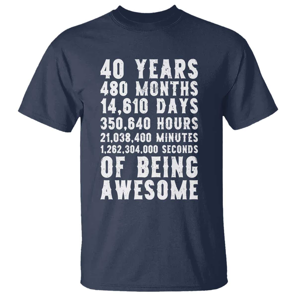 40 Years of Being Awesome T Shirt Vintage 1986 Fortieth Birthday Graphic TS12 Navy Print Your Wear