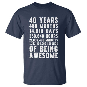 40 Years of Being Awesome T Shirt Vintage 1986 Fortieth Birthday Graphic TS12 Navy Print Your Wear