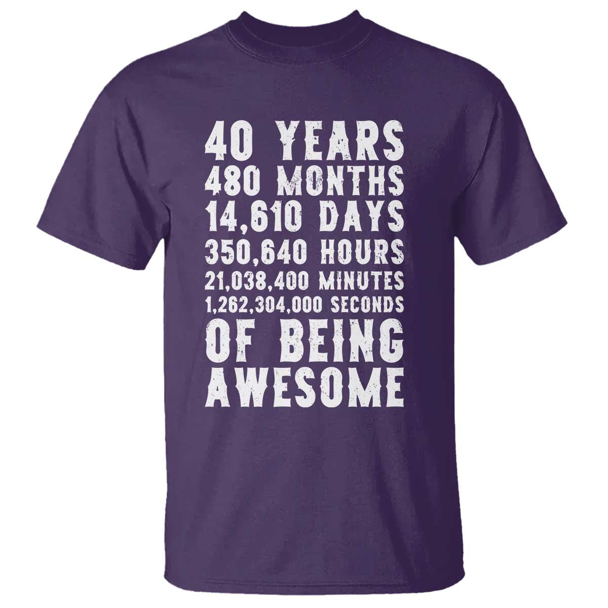 40 Years of Being Awesome T Shirt Vintage 1986 Fortieth Birthday Graphic TS12 Purple Print Your Wear