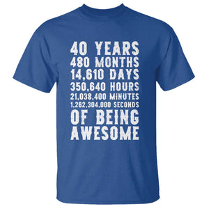 40 Years of Being Awesome T Shirt Vintage 1986 Fortieth Birthday Graphic TS12 Royal Blue Print Your Wear