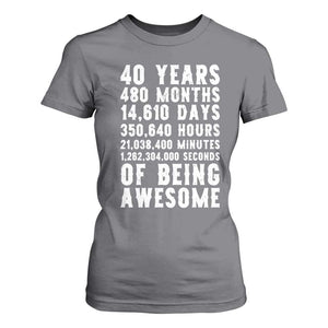 40 Years of Being Awesome T Shirt For Women Vintage 1986 Fortieth Birthday Graphic TS12 Charcoal Print Your Wear