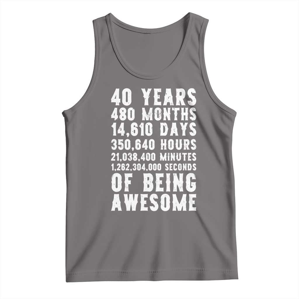 40 Years of Being Awesome Tank Top Vintage 1986 Fortieth Birthday Graphic TS12 Deep Heather Print Your Wear