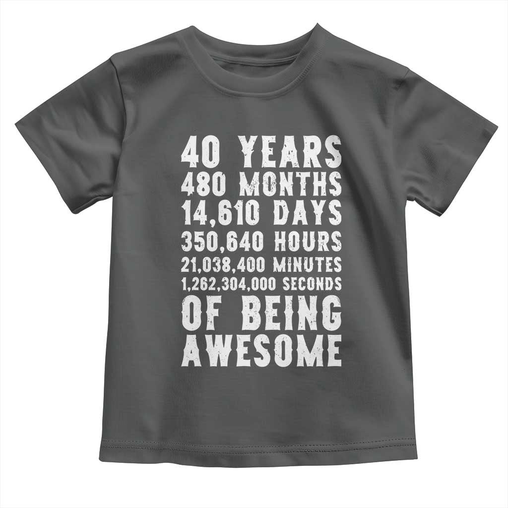 40 Years of Being Awesome Toddler T Shirt Vintage 1986 Fortieth Birthday Graphic TS12 Dark Heather Print Your Wear