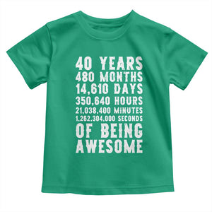 40 Years of Being Awesome Toddler T Shirt Vintage 1986 Fortieth Birthday Graphic TS12 Irish Green Print Your Wear