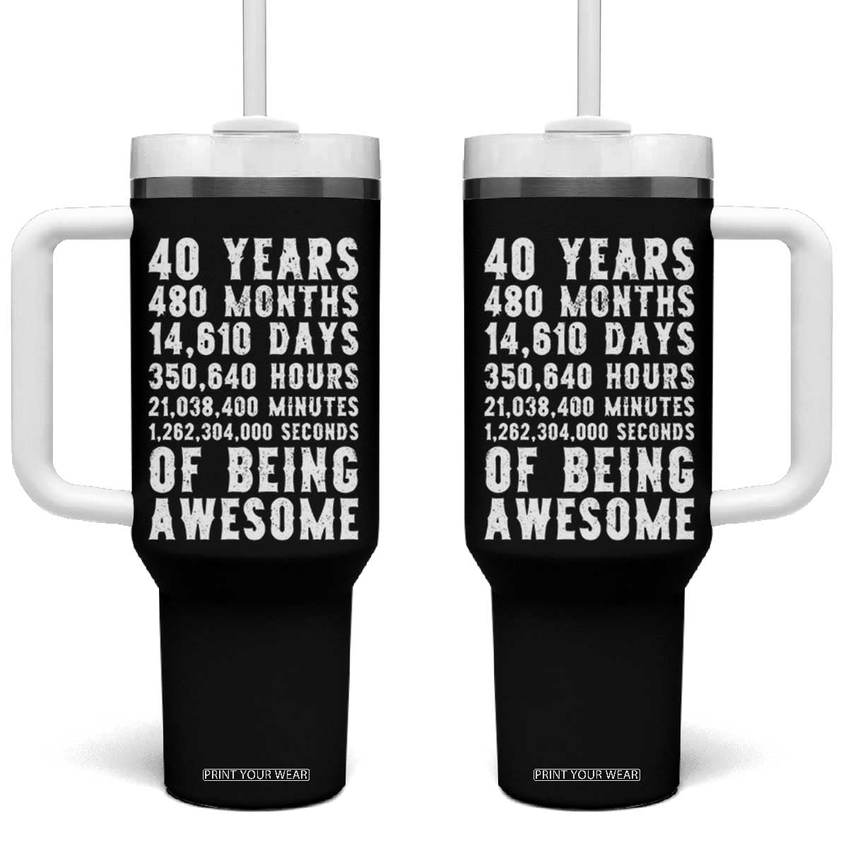 40 Years of Being Awesome Tumbler With Handle Vintage 1986 Fortieth Birthday Graphic TS12 One Size: 40 oz Black Print Your Wear