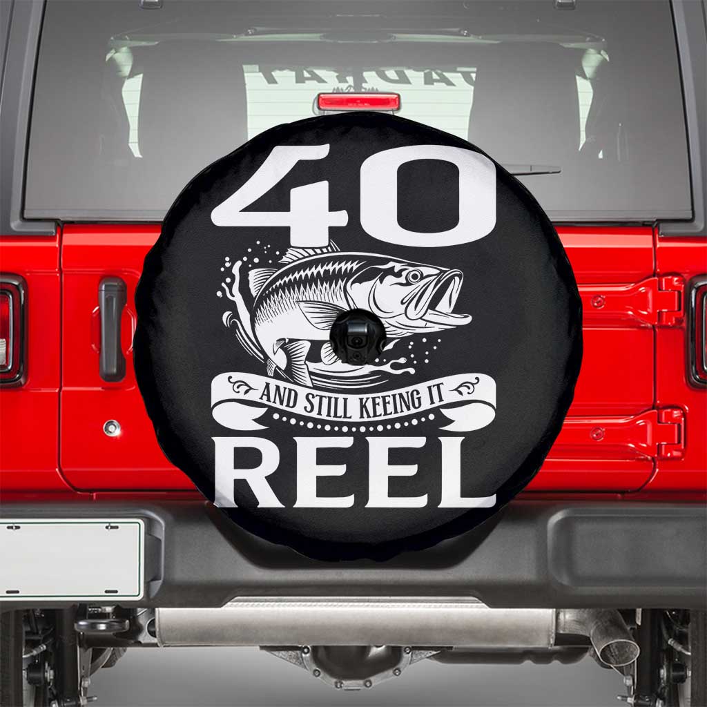 Still Keeping It Reel At 40 Spare Tire Cover Fisherman Birthday Gift TS12 Black Print Your Wear