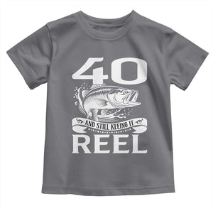 Still Keeping It Reel At 40 Toddler T Shirt Fisherman Birthday Gift TS12 Charcoal Print Your Wear