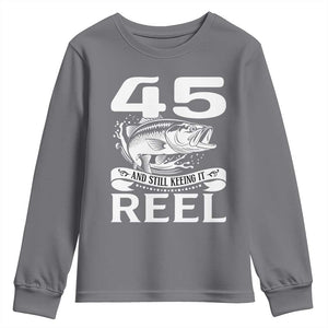 Still Keeping It Reel At 45 Youth Sweatshirt Fisherman Birthday Gift TS12 Charcoal Print Your Wear