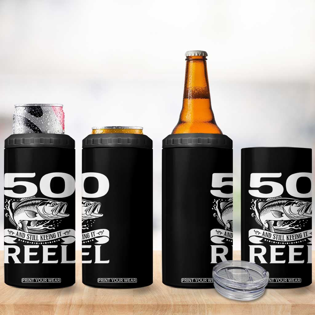 Still Keeping It Reel At 50 4 in 1 Can Cooler Tumbler Fisherman Birthday Gift TS12 Print Your Wear